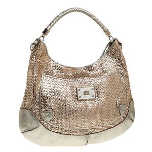 Anya Hindmarch Oversized Metallic Gold Woven Leather Jethro Hobo